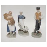 1059	GROUP OF 3 ROYAL COPENHAGEN FIGURES, # 620, 528, & 908, TALLEST IS 8 3/4 IN