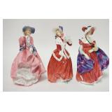 1061	3 ROYAL DOULTON LADIES, TOP OF THE HILL-BADLY DAMAGED & REPAIRED, LADY APRIL & CHRISTMAS MORN.,