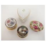 1074	GROUP OF 4 PORCELAIN SMALL BOXES, INCLUDES ROYAL ALBERT OLD COUNTRY ROSES