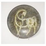 1075	ALFARAZ POTTERY PLATE W/HORSE, SPAIN, 12 1/2 DIAMETER