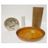 1099	4 PIECE MODERN POTTERY, 2 VASES, 2 BOWLS, TALLEST IS 12 IN