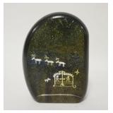 1101	KOSTA ENGRAVED PAPERWEIGHT, 5 IN HIGH