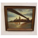 1108	A CLEMENTE OIL ON BOARD, NEW YORK SKYLINE, 24 IN X 28 IN INCLUDING FRAME