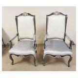 1110	PAIR OF PAINTED DECORATED ARM CHAIRS, UPHOLSTERD SEATS, BACK & ARM RESTS, HAVE CRYSTAL UPHOLSTE