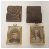 1131	2 CASED IMAGES & 2 FRAMED PHOTOS, CASES ARE 3 IN X 3 1/2 IN