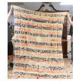 1137	JOHN SEIBERT MULTICOLOR COVERLET, LOWHILL, SOME SMALL HOLES & WEAR, 72 IN X 89 IN