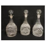 1139	3 MOLD BLOWN DECANTERS W/HOLLOW BLOWN STOPPERS & ROUGH PONTILS, 11 1/2 IN