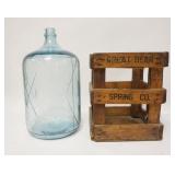 1142	GREAT BEAR CARBOY, ADVERTISING ON THE BOTTLE & WOODEN HOLDER, 20 1/2 IN HIGH