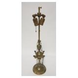 1145	ENGRAVED BRASS FAT LAMP, ELECTRIFIED, CORD CUT, 22 1/2 IN HIGH