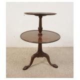1155	2 TIER ROUND MAHOGANY TABLE, BALL & CLAW FEE, 30 3/4 IN HIGH