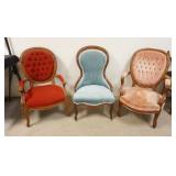 1159	3 FINGER CARVED VICTORIAN CHAIRS, 2 ARM, ONE SIDE, 36 1/2 IN HIGH