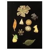 1161	10 LADIES PINS INCLUDING LEAF, FLORAL, FIGURAL AND MONOGRAMMED