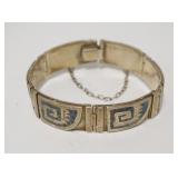 1164	MEXICAN STERLING SILVER BRACELET WITH BLUE TURQUOISE INLAY, 1.68 TOZ. 