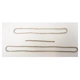 1167	2 STERLING SILVER BRAIDED NECKLACES WITH MATCHING BRACELET, MARKED 925 ITALY, 4.3 TOZ. NECKLACE