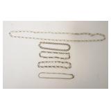 1169	STERLING SILVER 22 IN LINK NECKLACE AND 4-7 IN BRACELETS, ALL MARKED ITALY, 1.4 TOZ