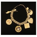 1172	14K CHARM BRACELET, RCA CHARM MARKED 10K, SHOE AND UPSLA COLLEGE CHARMS MARKINGS NOT FOUND, OTH
