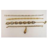 1187	4 BRACELETS, GOLD TONED LINK BRACELET MARKED NAPIER, SILVER TONED LINK BRACELET UNMARKED, UNMAR