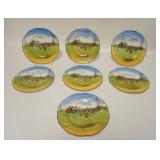 1215	7 CROWN DUCAL HUNT SCENE PLATES, MADE EXPRESSLY FOR OVINGTONS NEW YORK, 8 IN