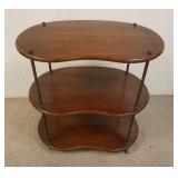 1222	3 TIER KIDNEY TABLE, HAS METAL SUPPORTS & CASTORS, 34 1/2 IN HIGH X 31 1/2 IN WIDE