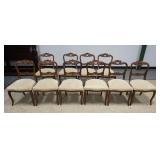 1232	SET OF 10 ROSE CARVED VICTORIAN CHAIRS, 33  IN HIGH X 18 1/2 IN WIDE