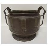 1247	SIGNED ARTS & CRAFTS BRASS POT, AOG #8132, 10 1/2 IN HIGH X 14 IN ACROSS THE HANDLES