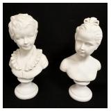 1257	PARIAN BUSTS OF A BOY & GIRL, BOLTED, SIGNED & MARKED, 17 IN HIGH