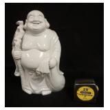 1258	WHITE GLAZED BUDDHA, 11 1/2 IN HIGH