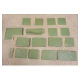 1265	LOT OF GREEN ART POTTERY TILES BY MANTEL, 17 PIECES