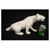 1285	ROYAL DUX WHITE PORCELAIN LARGE PANTHER, 21 IN X 10 IN