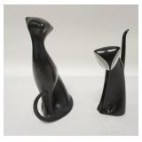1288	ROYAL DUX MIDCENTURY MODERN BLACK CATS, TALLEST IS 8 IN HIGH