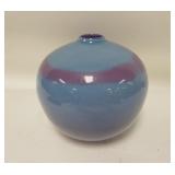 1297	ART GLASS VASE SIGNED T.STEINMAN, 8 IN HIGH