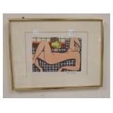 1343	HENRI MATISSE PRINT OF A RECLINING NUDE. 16 1/4 IN X 12 1/4 IN INCLUDING FRAME