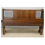 1355	MID CENTURY MODERN HEADBOARD W/ BOOKCASE BACK SLIDING DOORS 56 IN W. HAS STAIN ON TOP SURFACE