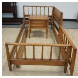 1356	WILLET MCM TWIN BEDS & NIGHT STAND, NIGHT STAND HAS SOME FINISH WEAR ON TOP