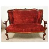 1364	CARVED CLAW FOOT LOVE SEAT 52 IN W