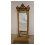 1367	CARVED GILT PIER MIRROR HOME OWNER MADE A STAND. 30 IN W 74 IN H MIRROR ONLY 