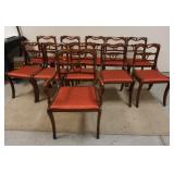 1371	11 MAHOGANY DINING CHAIRS, 1 ARM AND 10 SIDE. 