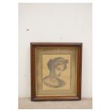 1373	PENCIL DRAWING OF A WOMAN IN A WALNUT VICTORIAN FRAME 20 IN X 23 IN INCLUDING FRAME