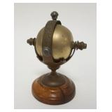 1003	VICTORIAN DESK TOP HOTEL/SERVANT BELL W/A REVOLVING SPHERE ON WOOD BASE, 6 1/2 IN HIGH