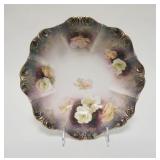 1011A	RS PRUSSIA BOWL W/FLORAL DECORATION & TIFFANY FINISH ON THE RIM, 11 IN X 3 1/2 IN