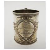1028	STERLING SILVER WOOD & HOUGHES BABY CUP, 2.9 TOZ