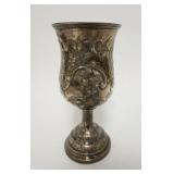 1034	SILVER PRESENTATION CHALICE MARKED B.S. MANY, 8 1/4 IN HIGH