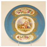 1035	HAND PAINTED SEVRES PLATE W/COURTING SCENE, 11 3/4 IN