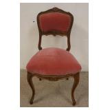 1048	SHELL CARVED SIDE CHAIR W/CABRIOLE LEGS, UPHOLSTERED SEAT & BACK