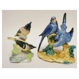 1069	2 STANGL BIRD GROUPS, ORIOLES & PARAKEETS, TALLEST IS 7 1/4 IN