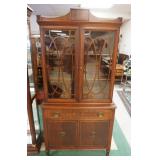 1075	CHINA CABINET, BASE HAS ONE DRAWER & 2 DOORS, INTERIOR SHELF, 36 IN WIDE X 73 3/4 IN HIGH X 17 