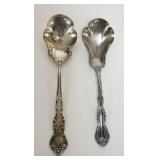 1099	2 SERLING SILVER SUGAR SPOONS, LONGEST IS 6 IN, 1.305 TOZ