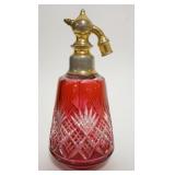 1100	RUBY CUT TO CLEAR ATOMIZER, 5 1/4 IN HIGH