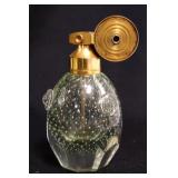 1102	FRENCH CONTROLLED BUBBLE ATOMIZER W/APPLIED BERRY PRUNTS, FACETED & HAS POLISHED & BEVELED BASE