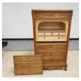 1119	CARVED MARBLE TOP ABATTANT, ROUGE MARBLE, ONE DRAWER AT THE TOP, 3 BENEATH, DOOR NEEDS TO BE RE